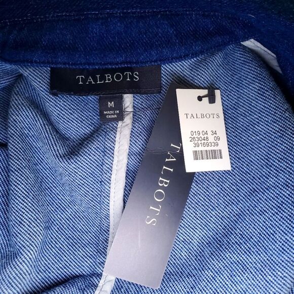 NEW Talbots Women's Blazer Medium Blue Dark Wash Denim Stretch Cotton 2-Button - Picture 9 of 9